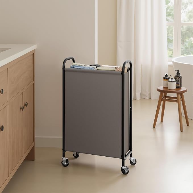 GRANNY SAYS 80L Slim Laundry Hamper with Silent Brake Wheels, Sturdy Metal Frame & Handle, Rolling Laundry Basket for Laundry Room, Bedroom, Bathroom, or RV – Suited for Singles or Couples, Grey - Image 7