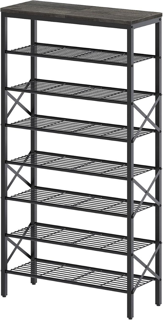 YATINEY 8 Tier Shoe Rack, Large Capacity Shoe Storage Organizer Holds 32 Pairs, Sturdy and Stable, for Entryway, Hallway, Closet, Dorm Room, Charcoal and Black SS08BC by Yatiney