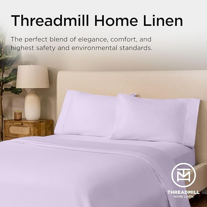 Threadmill Luxury Full Size Sheets for Full Size Mattress, 1000 Thread Count Supima Cotton Sheets for Full Mattress, 5-Star Hotel Quality 4 Piece Bed Sheets with Extra Deep Pocket, Lilac