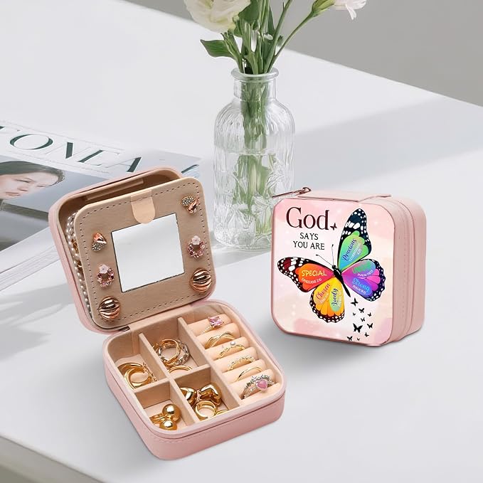 GAOLZIUY Christian Gifts for Women Girls, Inspirational Religious Birthday Gifts Butterfly Travel Jewelry Box, Spiritual Catholic Faith Prayer Gift for Friends, Mom, Sister - Image 8