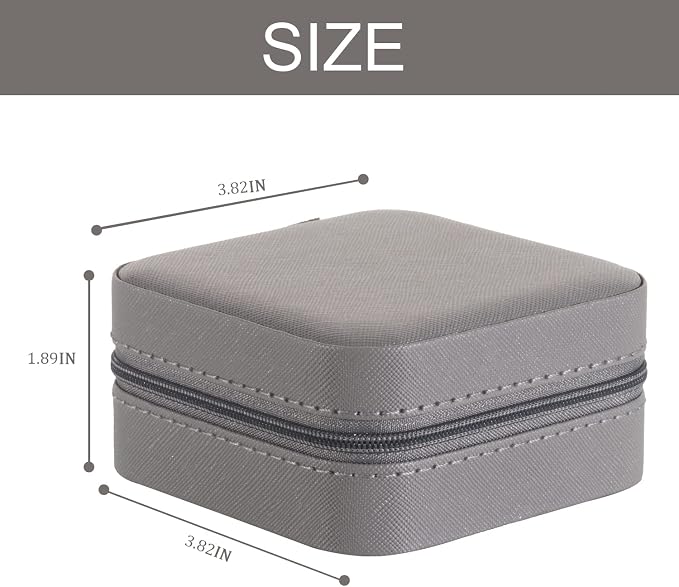 KElofoN Travel jewelry case Travel jewelry box Travel Jewelry Organizer Small Jewelry Organizer Box Gift for Girls Women with Mirror(Grey) - Image 2
