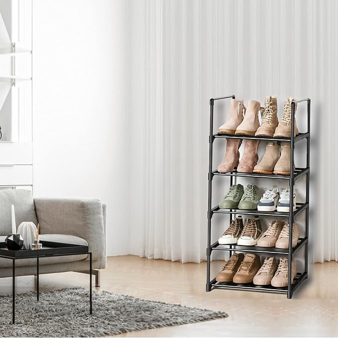 OYREL Shoe Rack, Sturdy Metal Shoes Rack Organizer,Narrow Shoes Stand Shelf 5 Tier Shoe Racks for Closets Small Space - Image 4