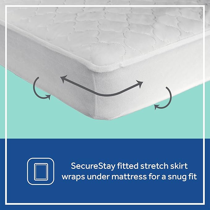 Sealy Baby Fitted Waterproof Infant Crib Mattress Protector Pad & Toddler Bed Cover,Durable and Comfortable Topper,Machine Washable-and Dryer Friendly,52x28”- White,(Pack of 6)