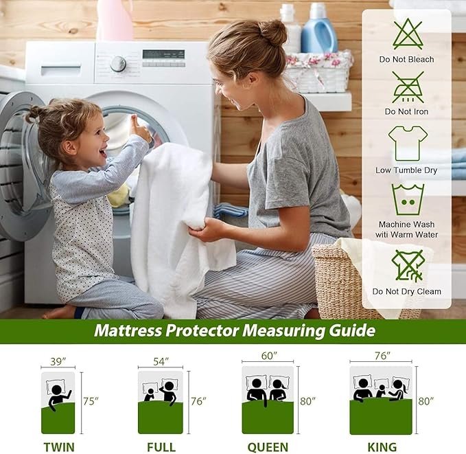 Bedding Waterproof Mattress Protectors with Deep Pocket Fitted Up to 13 inches, Washable Mattress Cover Topper Comfortable Soft Noiseless for Dorm,Home, Hotel (Gray, Full)