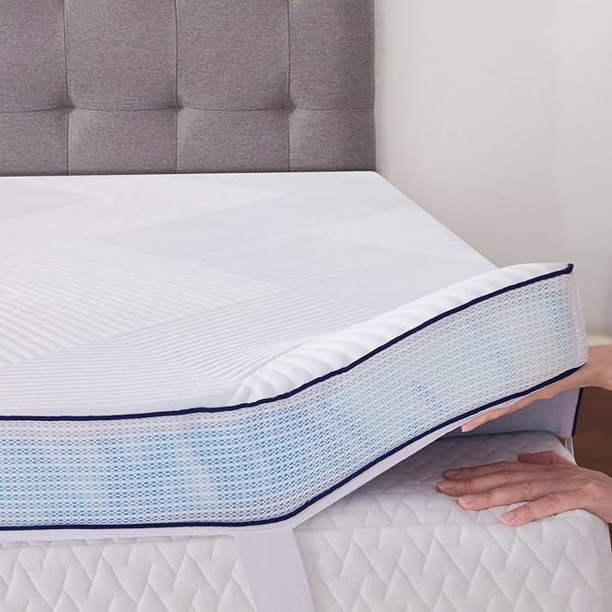 3 Inch Memory Foam Mattress Topper Queen Size with Removable Soft Cover Ventilated Breathable Cooling Mattress Pad Portable Bed Topper for Back Pain, CertiPUR-US Certified