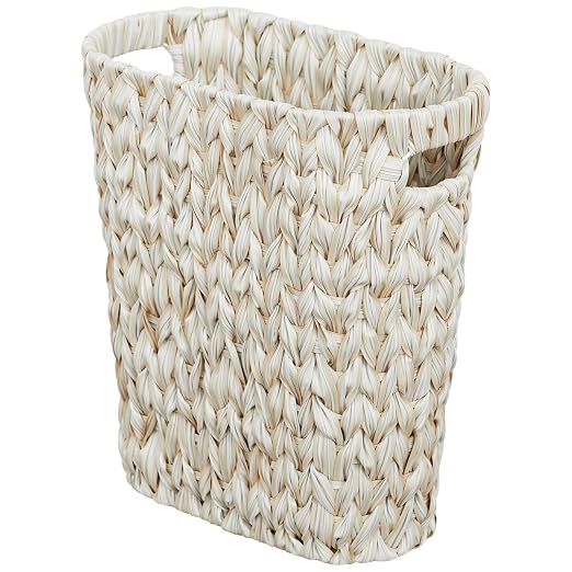 Coeusy Wicker Trash Can,Bathroom Trash Can,Waterproof Wicker Waste Basket for Bathroom,Narrow Small Waste Basket for Bedroom,Office, Cream White 5 Gallon by WEAVECOMFORTINTOEVERYCORNER
