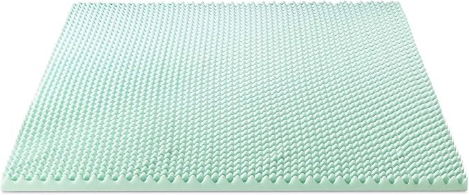 Best Price Mattress 2 Inch Egg Crate Memory Foam Mattress Topper with Calming Aloe Infusion, CertiPUR-US Certified, Full, Green