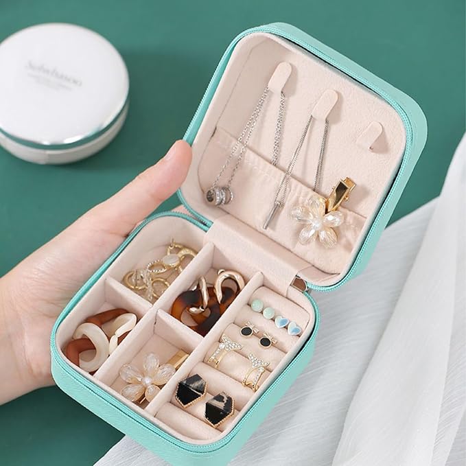 Travel Jewelry Case 2 Pack Mini Travel jewelry Box Portable Organizer Women Girls Gift Box for Rings Earrings Necklaces Bracelets - Image 4