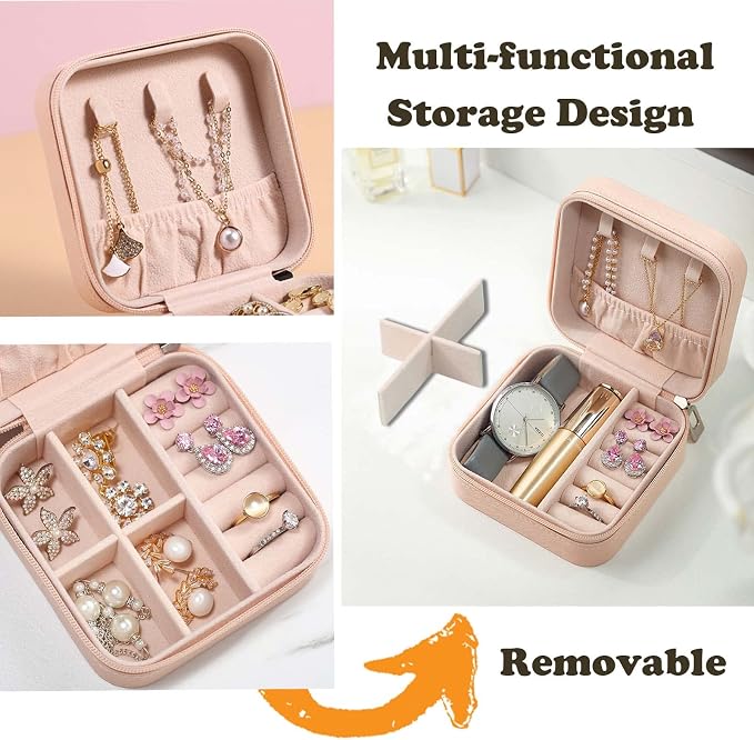 Travel Jewelry Case Bridesmaid Gifts Box,12 Pack Small Jewelry Box Mini Jewelry Organizer,PU Leather Portable Earring Storage Box for Women Girls Bridesmaid Proposal Gifts - Image 2