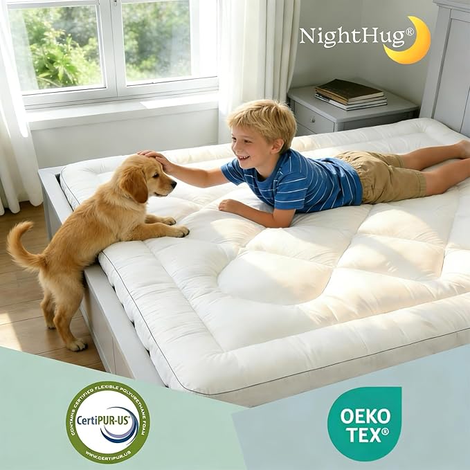 5 Inch Memory Foam Mattress Topper Full, 2000GSM Shredded Memory Foam Pillow Top, Back Pain Relief & Plush Support, Extra Thick & Breathable, Small Bedroom Upgrade