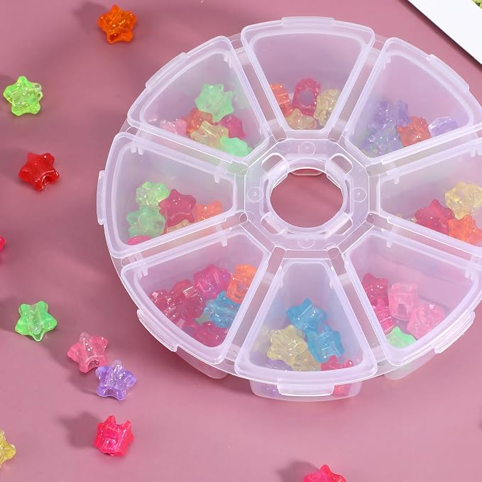 3 PCS 8 Grids Clear Round Bead Organizer Box, Plastic Compartment Organizer Box Jewelry Bead Display Organizers Container for Jewelry Beads Rings Earrings - Image 3