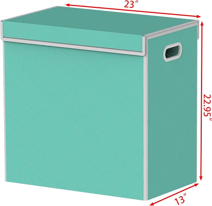 Simple Houseware Double Laundry Hamper with Lid and Removable Bags, Turquoise - Image 7