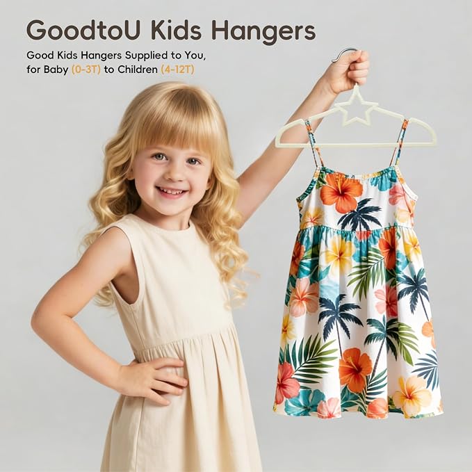 GoodtoU 50 Pack Velvet Baby Hangers, 12.8 Inch Non-Slip Toddler Clothes Hangers, for Infant Coats, Dresses & Pants, White - Star - Image 7