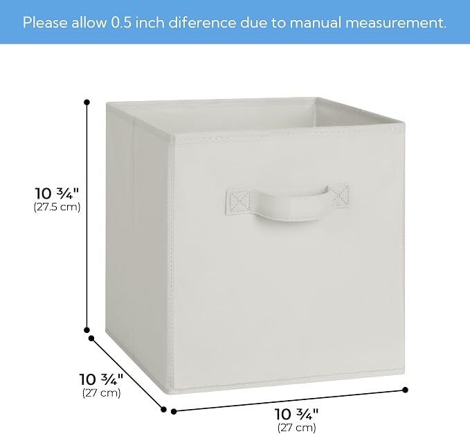 Cupic Cupid 11 Inch Storage Cube, Fabric Cube Storage Bin with Handles, Storage Cube Organizer for Clothes and Toys, Collapsible Cube Bins for Closet, Shelves, Nursery, 6-Pack, Light Gray - Image 3