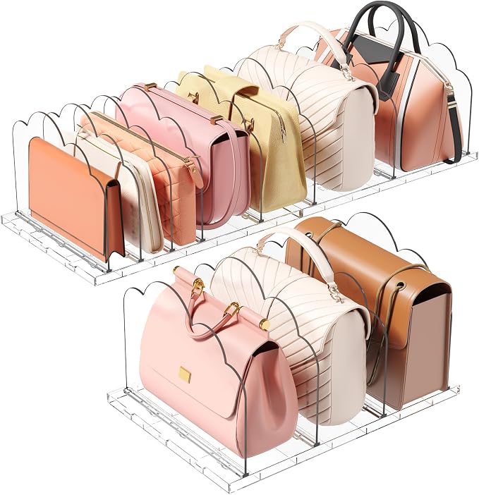 Lifewit Purse Organizer for Closet, Clear Handbags Storage Organizer, Adjustable Clutch Purse Storage Organizer Holder for Closet, 3 Pack Bookshelf Dividers for Sweater in Bedroom 35 x 24 cm/14 x 9.5 by Lifewit