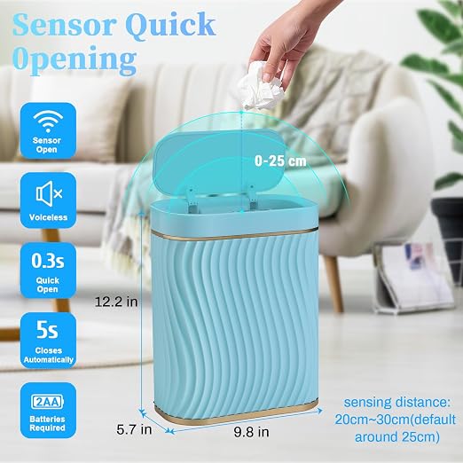 Ogikey Bathroom Small Trash Can with Automatic Touchless Lid, 2.6 Gallon Smart Garbage Can Narrow Waterproof Trash Bin for Bedroom, Office, Living Room - Image 2
