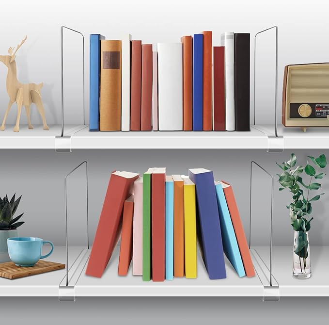 Acrylic Shelf Dividers for Closet Organization 4PCS Closet Shelf Divider Closet Dividers for Shelves Shelf Organizer for Closet Shelf Organizer for Wood Closet Separator Clear - Image 3
