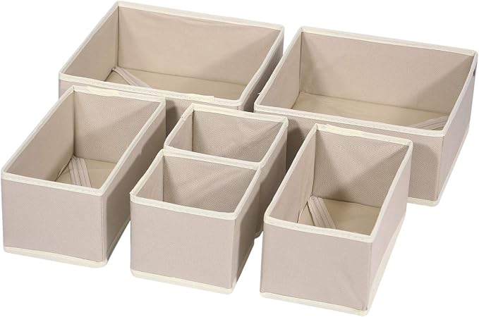 DIOMMELL 6 Pack Foldable Cloth Storage Box Closet Dresser Drawer Organizer Fabric Baskets Bins Containers Divider with Drawers for Clothes, Underwear, Bras, Socks, Lingerie, Clothing by DIOMMELL