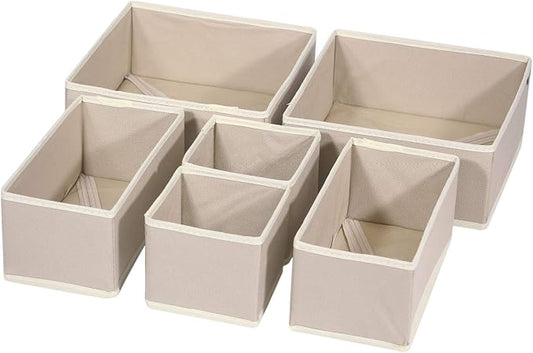 DIOMMELL 6 Pack Foldable Cloth Storage Box Closet Dresser Drawer Organizer Fabric Baskets Bins Containers Divider with Drawers for Clothes, Underwear, Bras, Socks, Lingerie, Clothing by DIOMMELL