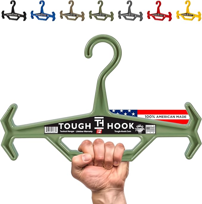 Tough Hook Original Heavy Duty Hangers – The Superhero of Hangers USA-Made, Anti-Slip ABS Resin Tactical Hanger for Police Gear, Scuba Gear & Dive BCD – DuraResin 200-lb Cap Wetsuit Hanger, 1 Foliage by ToughHook