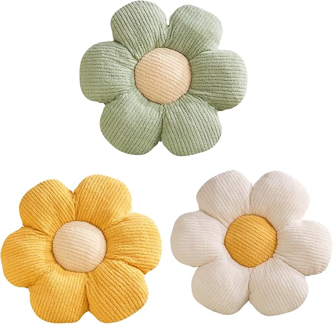 XIAIJIA 3 Pcs Flower Pillow Flowers Shaped Pillows Cushion Decorative Daisy Pillow for Bed Cute Throw Pillow Flower Floor Pillow Soft Seat Cushion 15.7"