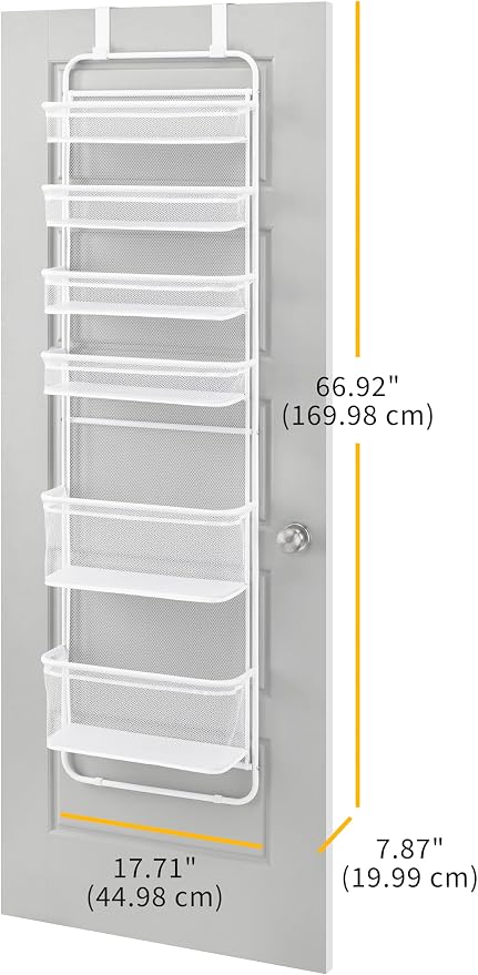 Whitmor Over The Door Organizer - 6 Sections - Pantry, Bathroom, Accessory Organizer - Metal and Mesh - White - Image 7