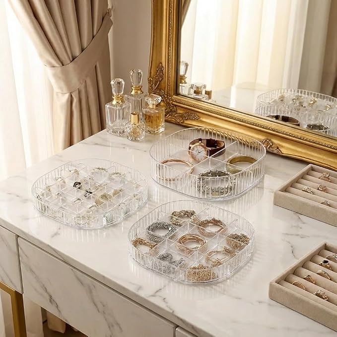 HALAFE Jewelry Box, 3-Layer Acrylic Jewelry Organizer with Handle, Clear Jewelry Boxes for Women Girls, Make up Organizer, Jewelry Storage Holder (Clear) - Image 4