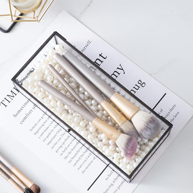 Glass Jewelry Box, Vintage Rectangle Black Keepsake Organizer, Lidded Vanity Accent for Storage, Trinket Rings Bracelet, Home Decor - Image 4