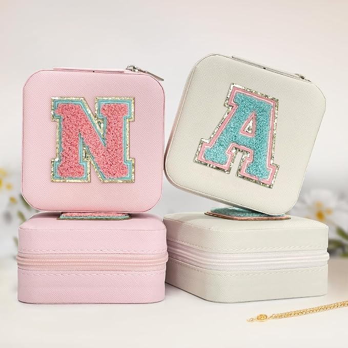 SANDJEST Personalized Jewelry Box, Pink Travel Jewelry Box with Initial N, Small Monogrammed Jewelry Case Organizer for Girls Women Teen Kids, Mini Travel Essentials Gifts for Birthday Christmas - Image 4
