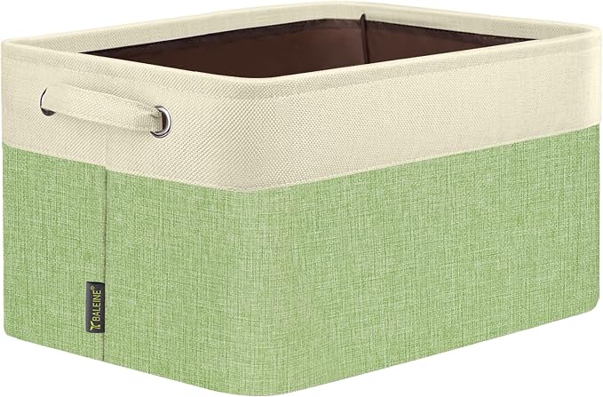 BALEINE 1 Pack Fabric Closet Storage Bins for Shelves, Linen Closet Organizers and Storage, Decorative Baskets for Organizing, Shelf, Clothes, Home, Office (Green, 15''x11''x9.5'') by BALEINE