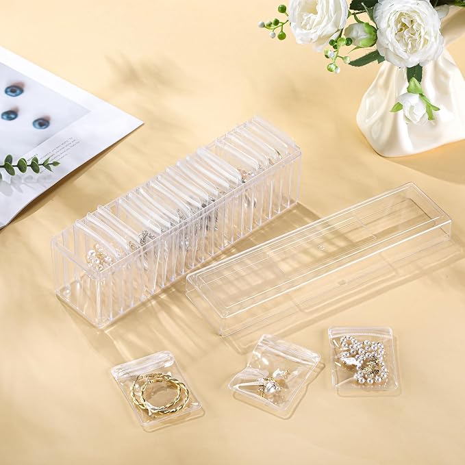 Kenning 42 Pcs Acrylic Jewelry Case Organizer, Clear Jewelry Organizers Holder with Portable Anti Tarnish Storage Bags for Rings, Earrings, Necklaces, Ideal Gifts for Women (Clear) - Image 6