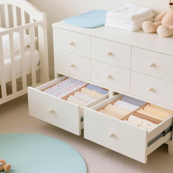 Criusia Drawer Organizer Clothes, 10 Pack Dresser Organizer for Baby Clothes, Underwear, Sock- Foldable Closet Organization and Storage Dividers Bins for Nursery, Bedroom (Brown) - Image 4
