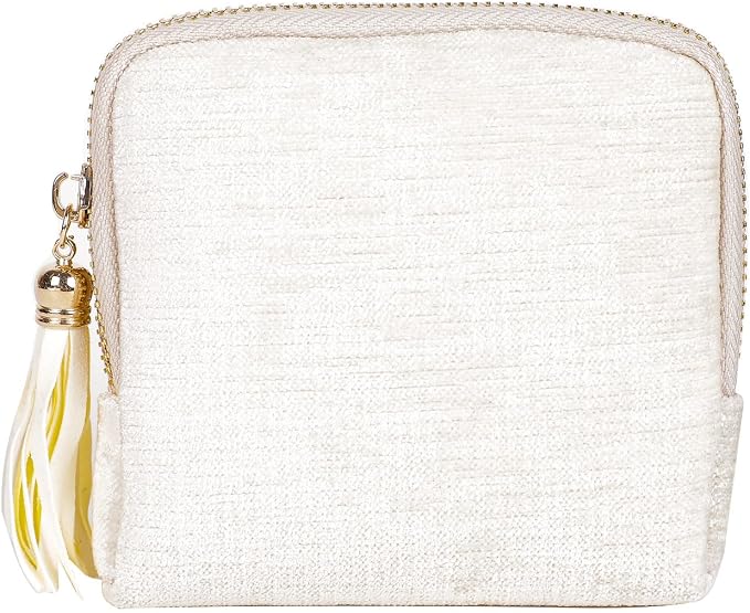 ASINGYER Travel Jewelry Storage Bag for Women, Velvet Portable Jewelry Organizer with Tassel Zipper, Small Pouches for Bracelets Necklaces Rings Earrings, Wedding Gift for Women (beige) by ASINGYERbyASINGYERHOME