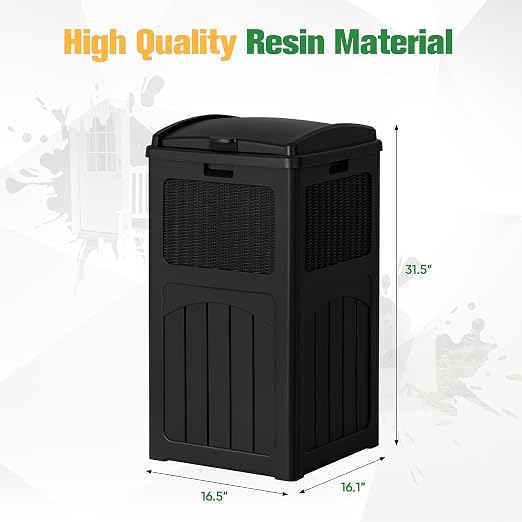 Flamaker 30 Gallon Trash Can, Resin Outdoor Garbage Can with Lid, Waterproof Hideaway Patio Waste Bins for Outside Use (Black) - Image 6