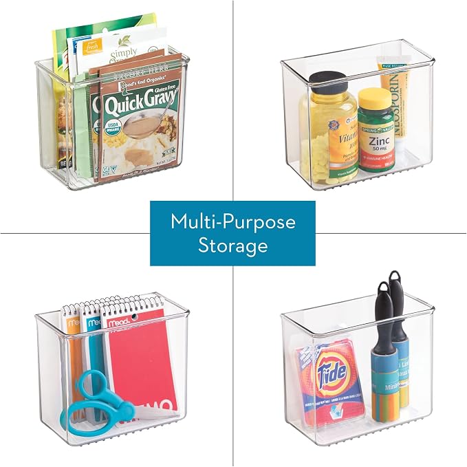 iDesign Adhesive Organizer Bin - Damage-Free Hanging for Kitchen, Bathroom, or Office - Set of 2 - Clear - Image 5