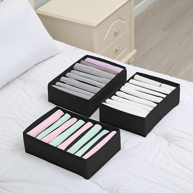 Qozary 4 Pack Drawer Organizers for Clothing, 8 Grids Foldable Closet Organizers and Storage Bins for Bedroom, Dresser Organizer Boxes for Thin T-shirts, Tank Tops - Image 5
