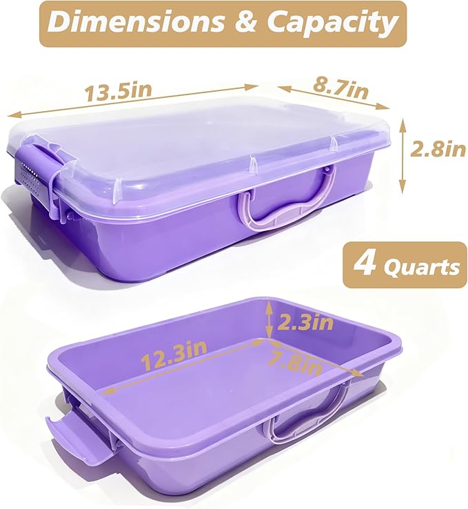 4 Qt (3.8L) Sensory Bin With Lid - 3 Pack, Stackable Storage Sensory Bins with Lids, Portable Sandbox, Organizers Sand, Arts, Crafts, (Blue, Purple, Pink) - Image 3