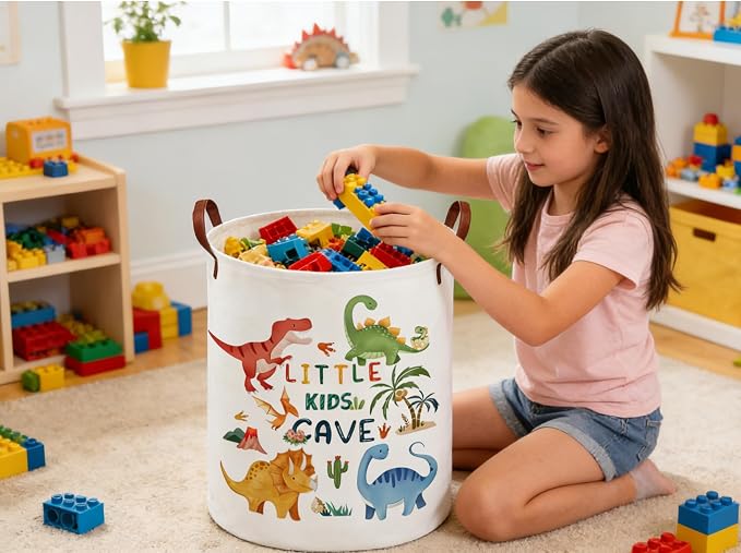 Kids Laundry Basket Animal Hamper for Nursery Dinosaur Hamper Cute Kids Storage Bin Organizer Room Decor for Home(Dinosaur) - Image 5
