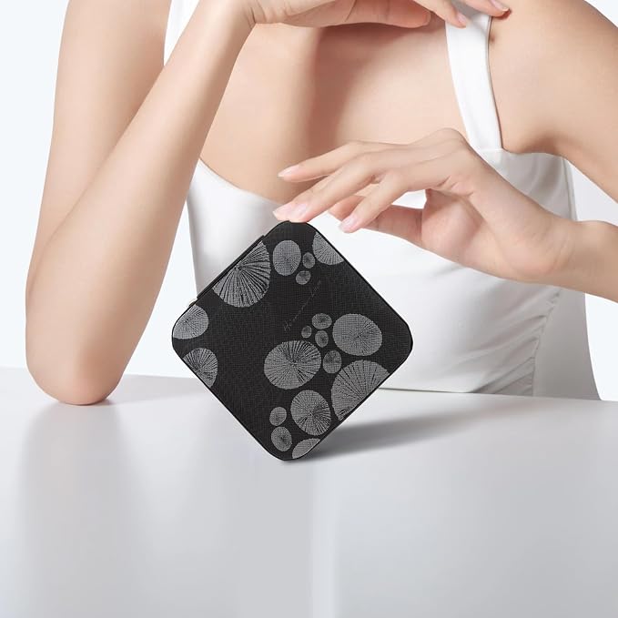 Black White Leaves Travel Jewelry Box Jewelry Organizers and Storage Small Jewellery Box Case Personalized Portable Travel Accessories Gifts for Women Girls Wife Girlfriend Birthday Christma - Image 5