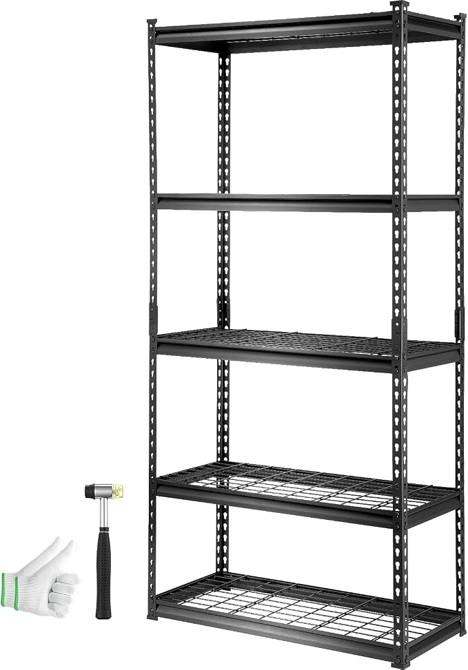 VEVOR Storage Shelving Unit, 5-Tier Adjustable, 2000 lbs Capacity, Heavy Duty Garage Shelves Metal Organizer Wire Rack, Black, 36" L x 16" W x 72" H for Kitchen Pantry Basement Bathroom Laundry Closet - Image 10