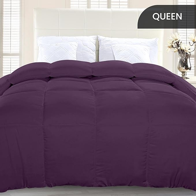 Utopia Bedding Queen Comforter Duvet Insert, Quilted Plum Comforter with Corner Tabs, Box Stitched Down Alternative Comforters Queen Size 88 x88 inches