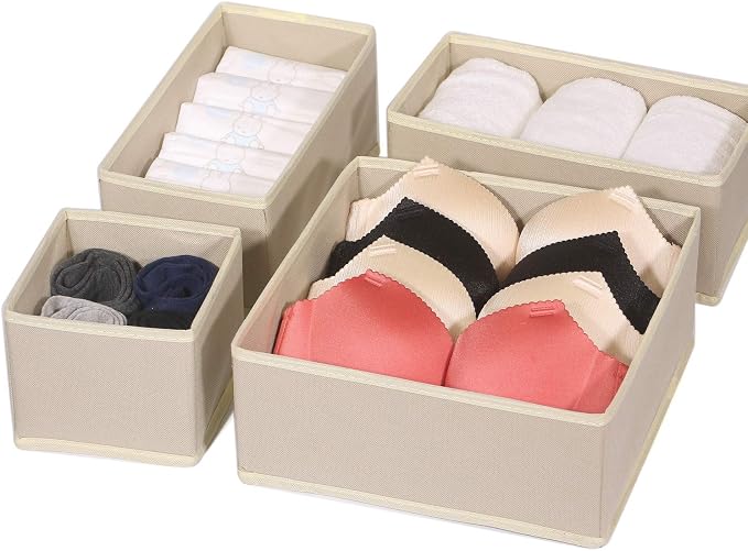 DIOMMELL 9 Pack Foldable Cloth Storage Box Closet Dresser Drawer Organizer Fabric Baskets Bins Containers Divider for Baby Clothes Underwear Bras Socks Lingerie Clothing,Beige 333 - Image 7