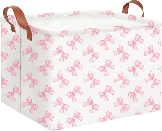 CLOCOR Rectangular Storage Basket Empty,Gift Basket,Waterproof Storage Bin with Handles,Room Decor(Star Bowknot) by CLOCOR