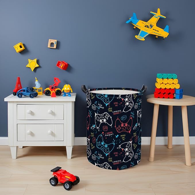 HIYAGON Game Laundry Basket Boys Kids Baby Laundry Hamper Dirty Clothes Organizer Toy Storage Bin Nursery Hamper for Bedroom Room Decor(Game) - Image 2