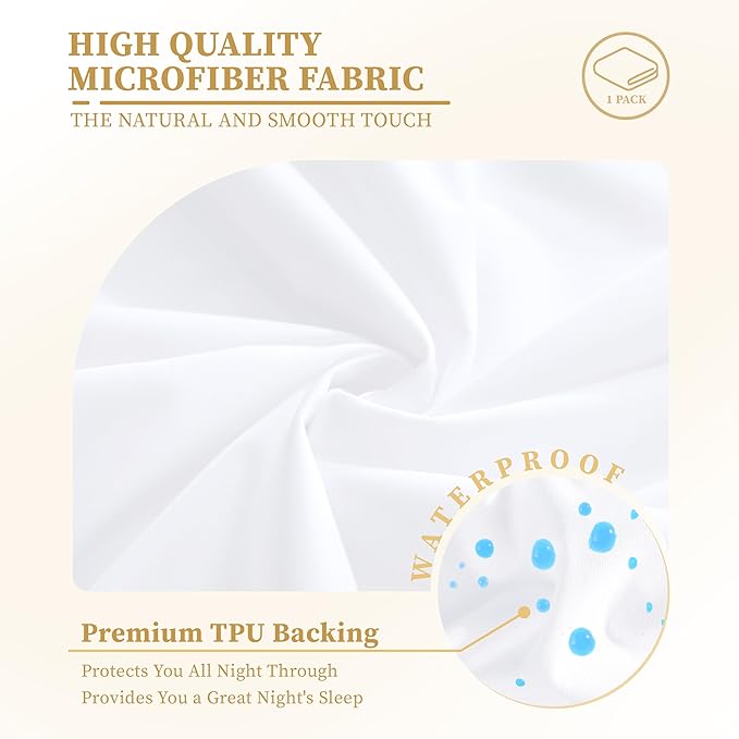 Safe and Sound Waterproof Mattress Protector, Cal King Size Premium Mattress Cover, Noiseless Breathable Soft, Fitted Deep Pocket 8-21 Inch Bed Cover, Machine Washable