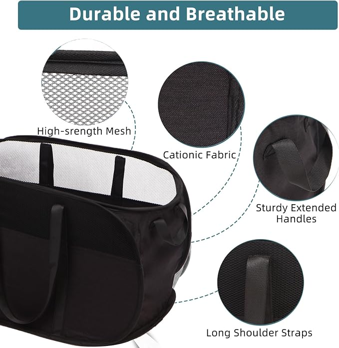 Collapsible Laundry Baskets, Tear Proof Pop Up Laundry Hamper with Dual Handles, Durable Foldable Laundry Basket, Easy to Carry Laundry Hamper for Home, Laundry Room, Bedroom, Dorm, Travel Black - Image 5