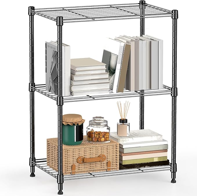 M MZG 450 lbs Steel Storage Shelving 3-Tier Utility Shelving Unit Steel Organizer Wire Rack for Home,Kitchen,Office (11.8" D x 17.7" W x 26.3" H) by MEIGAOPLASTICANDMETALHKCOLIMITED