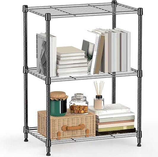 M MZG 450 lbs Steel Storage Shelving 3-Tier Utility Shelving Unit Steel Organizer Wire Rack for Home,Kitchen,Office (11.8" D x 17.7" W x 26.3" H) by MEIGAOPLASTICANDMETALHKCOLIMITED