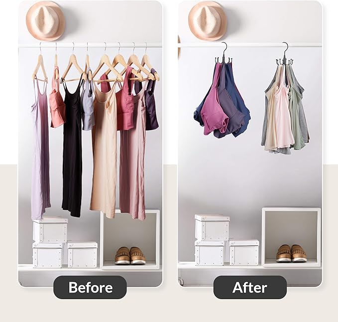 ZEDODIER Tank Top Hanger, Rotatable Bra Organzier for Closet, Max 24 Storage Capacity Sport Bras Holder, Metal Space Saving Closet Organizers and Storage, Black - Image 2