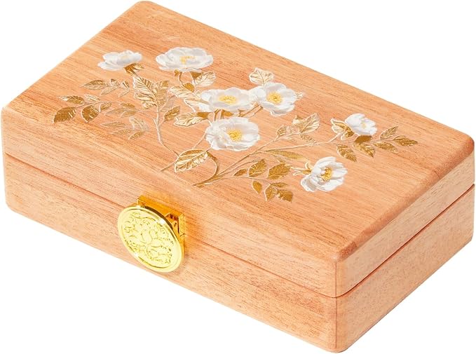 Travel Jewelry Case Small Wood Jewelry Organizer Jewelry Box for Women (Pine Wood Print) by KAOTGOT
